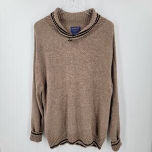 Pendleton Sweater Mens Medium 100% Shetland Wool Brown Pullover Repaired Vintage
